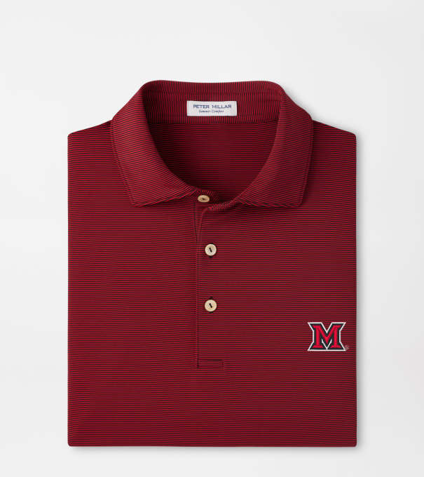 Miami of Ohio Jubilee Performance Jersey Polo in Black / Red3