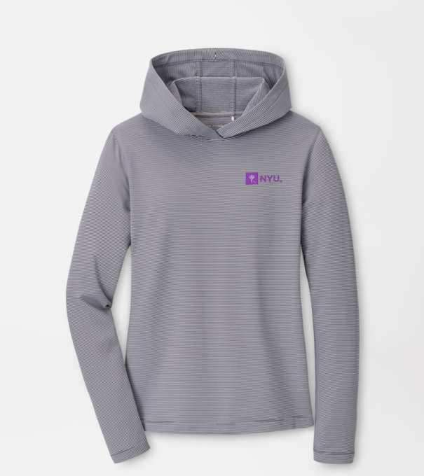 New York University Women's Pine Sugar Stripe Performance Hoodie in Iron