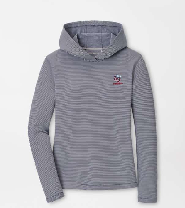 Liberty University Women's Pine Sugar Stripe Performance Hoodie in Navy