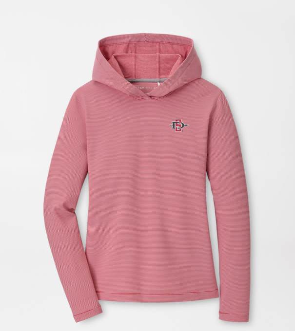 San Diego State Women's Pine Sugar Stripe Performance Hoodie in Red3