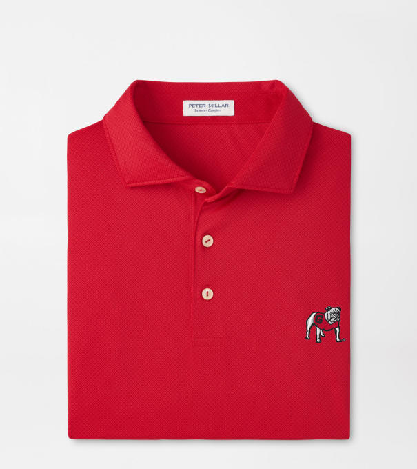 Georgia Standing Bulldog Hugo Performance Jersey Polo in Red3