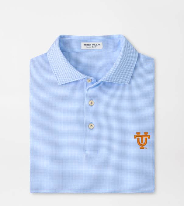 Tennessee Vault Border Performance Jersey Polo in Cottage Blue