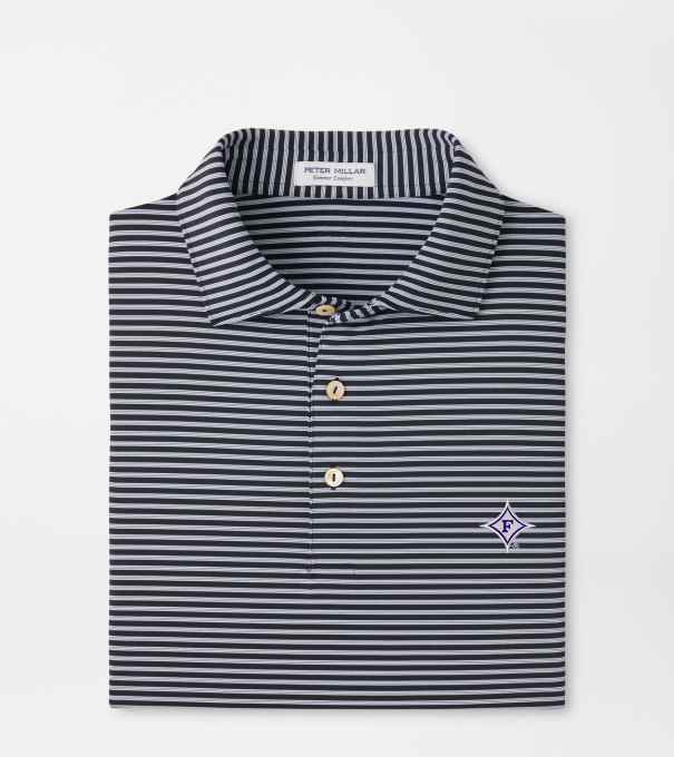Furman Tiebreaker Performance Jersey Stripe Polo in Black