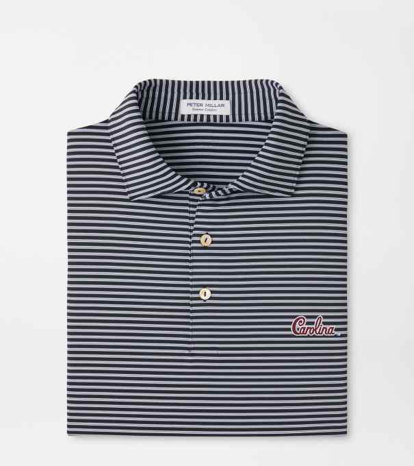 South Carolina Script Tiebreaker Performance Jersey Stripe Polo in Black
