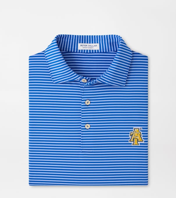 NC A&T Tiebreaker Performance Jersey Stripe Polo in Blue3