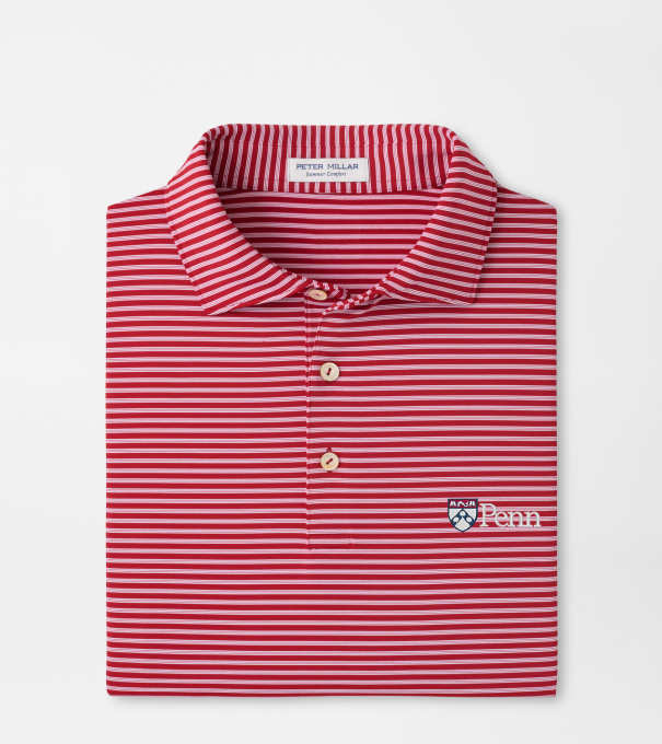 UPenn Tiebreaker Performance Jersey Stripe Polo in Crimson1