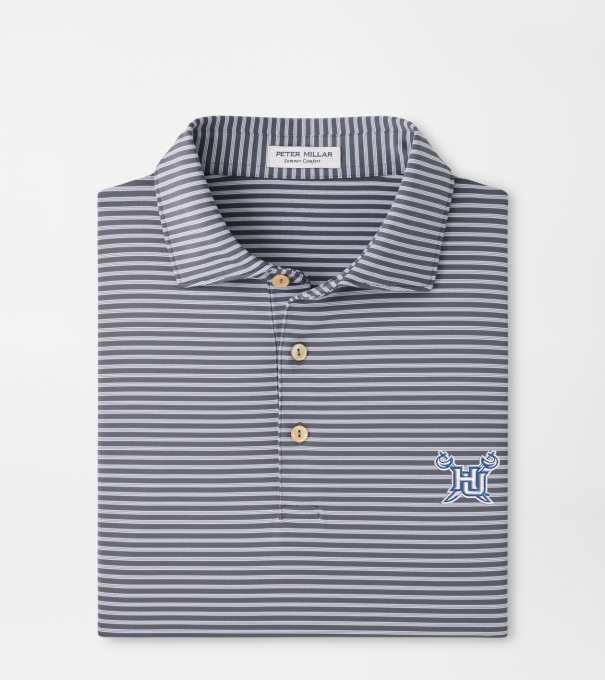 Hampton University Tiebreaker Performance Jersey Stripe Polo in Iron