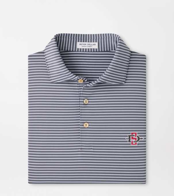 San Diego State Tiebreaker Performance Jersey Stripe Polo in Iron