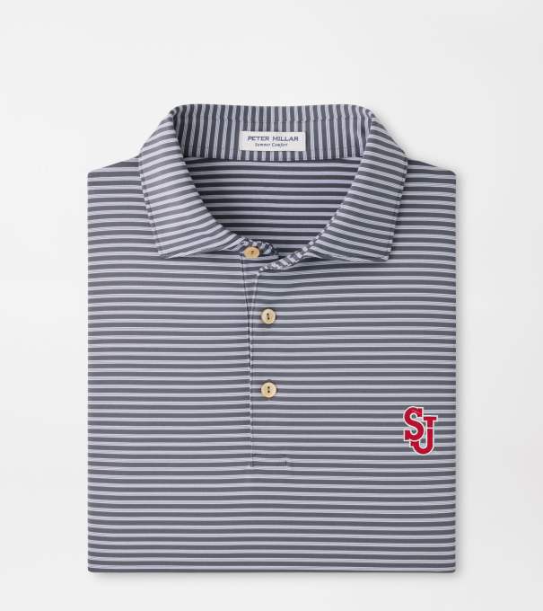 St. Johns University Tiebreaker Performance Jersey Stripe Polo in Iron
