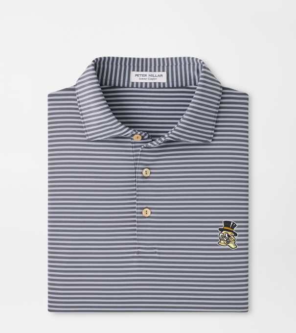 Wake Forest Demon Deacon Tiebreaker Performance Jersey Stripe Polo in Iron