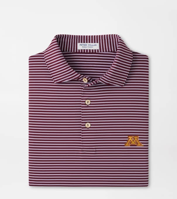 Minnesota Tiebreaker Performance Jersey Stripe Polo in Maroon3