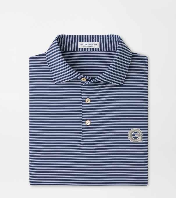 Georgetown Tiebreaker Performance Jersey Stripe Polo in Navy