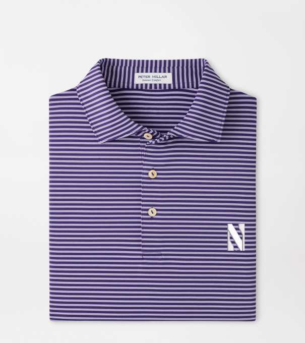 Northwestern Tiebreaker Performance Jersey Stripe Polo in Purple2