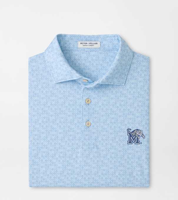 Memphis Bases Loaded Performance Jersey Polo in PALE BLUE