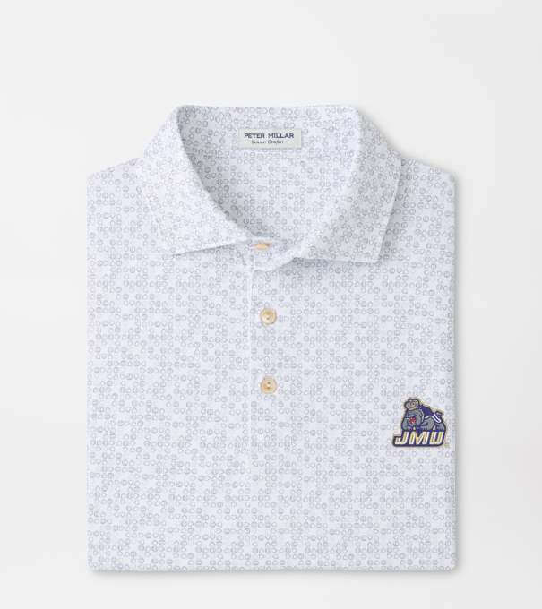 James Madison University Bases Loaded Performance Jersey Polo in White