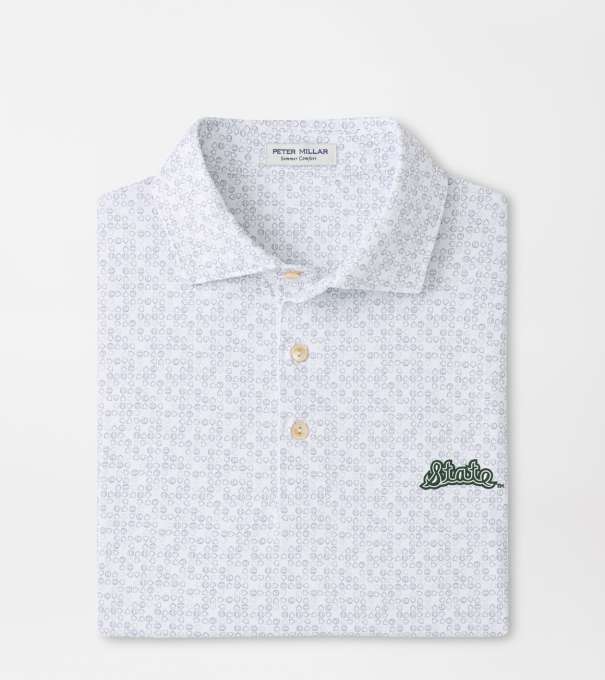 Michigan Vault Bases Loaded Performance Jersey Polo in White