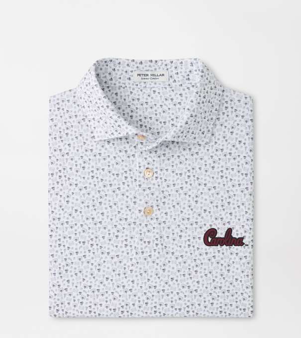 South Carolina Script Buzzer Beater Performance Jersey Polo in White