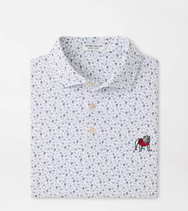Georgia Standing Bulldog Kick Off Performance Jersey Polo in Gale Grey