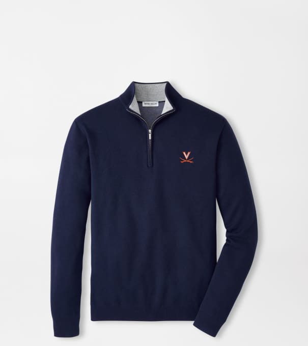 Virginia Coolspun Lite Cotton Quarter-Zip Sweater in Navy