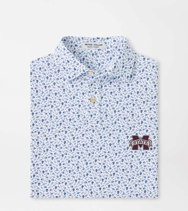 Mississippi State Kick Off Youth Performance Jersey Polo in Blue Frost