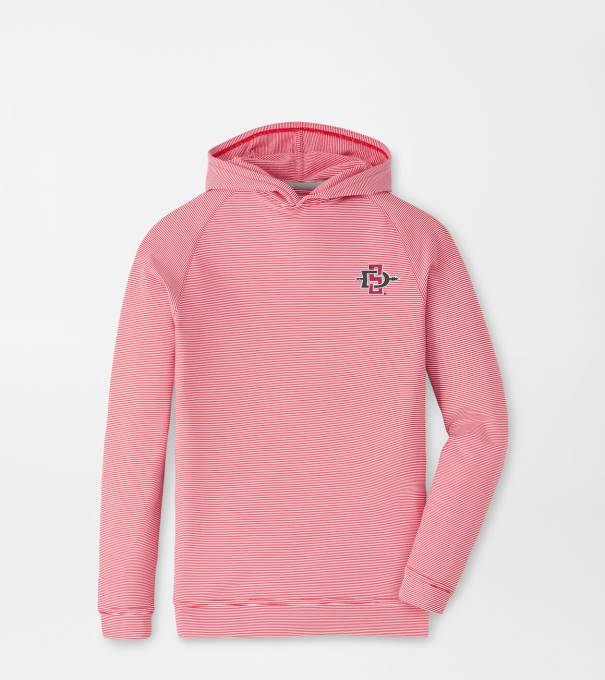 San Diego State Pine Youth Sugar Stripe Performance Hoodie in Red3