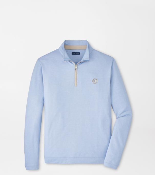 The Open Albatross Cotton-Blend Piqu&eacute; Quarter-Zip in Dusk Blue