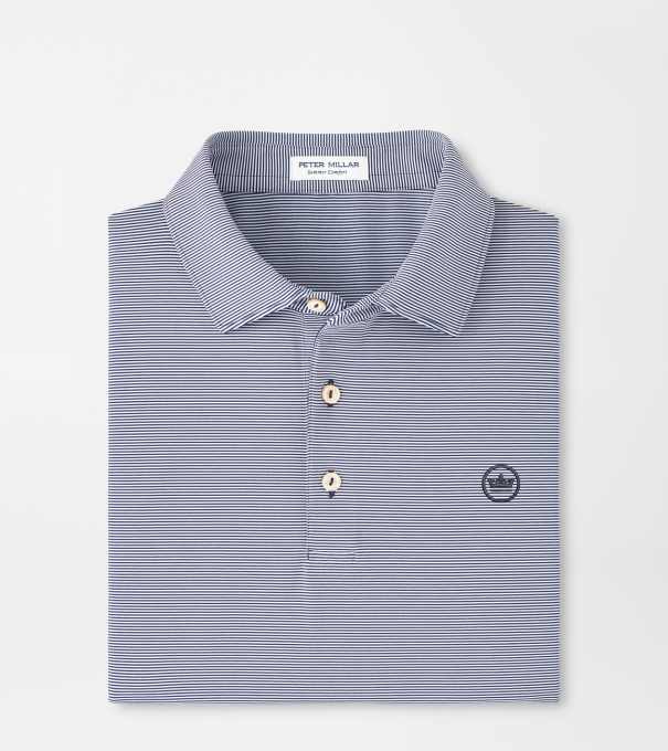Crown Seal Logo Jubilee Performance Jersey Polo in Navy