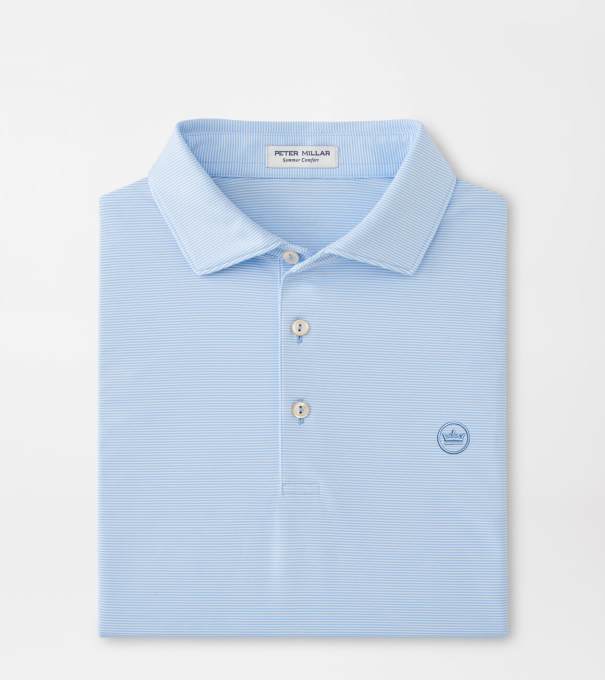 Crown Seal Logo Jubilee Performance Jersey Polo in Cottage Blue
