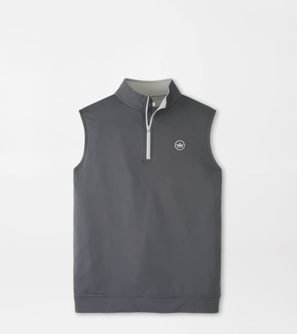 Crown Seal Logo Galway Stretch Loop Terry Quarter-Zip Vest in Iron