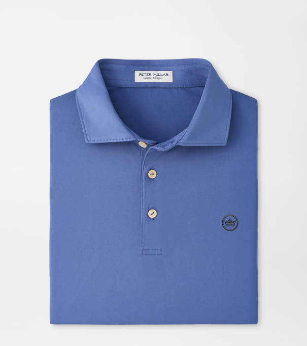Crown Seal Logo Solid Performance Jersey Polo in BALI BLUE