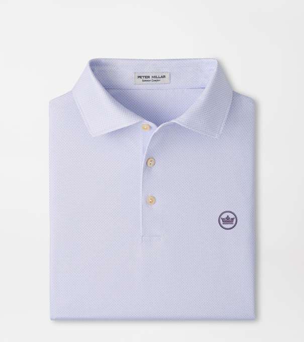 Crown Seal Logo Phoenix Performance Jersey Polo in WHITE / GARDEN VIOLET