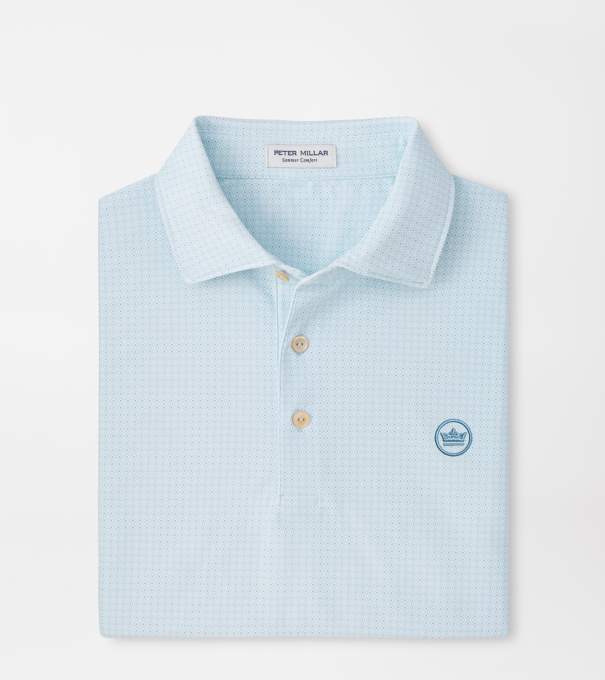 Crown Seal Logo Mosaic Performance Mesh Polo in PALE BLUE