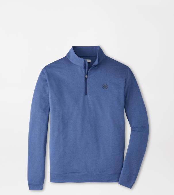 Crown Seal Logo Perth Melange Performance Quarter-Zip in BALI BLUE