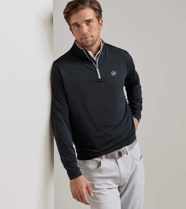 Crown Seal Logo Perth Performance Quarter-Zip in Black