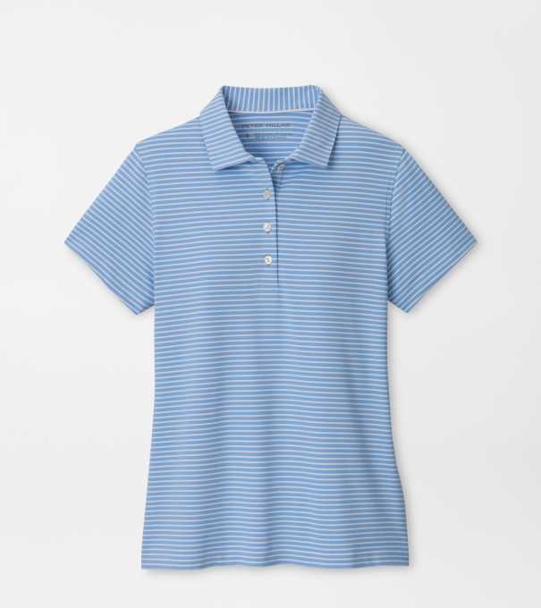 Harbour Stripe Short-Sleeve Jersey Polo in Cottage Blue
