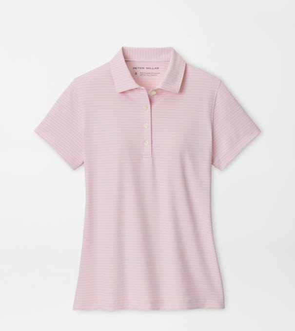 Harbour Stripe Short-Sleeve Jersey Polo in PEARL PINK