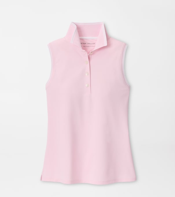 Canterbury Tipped Sport Mesh Sleeveless Polo in PEARL PINK/WHITE