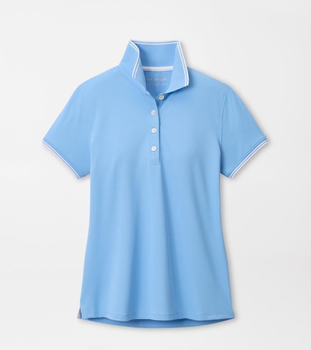 Canterbury Tipped Sport Mesh Short-Sleeve Polo in Cottage Blue/White