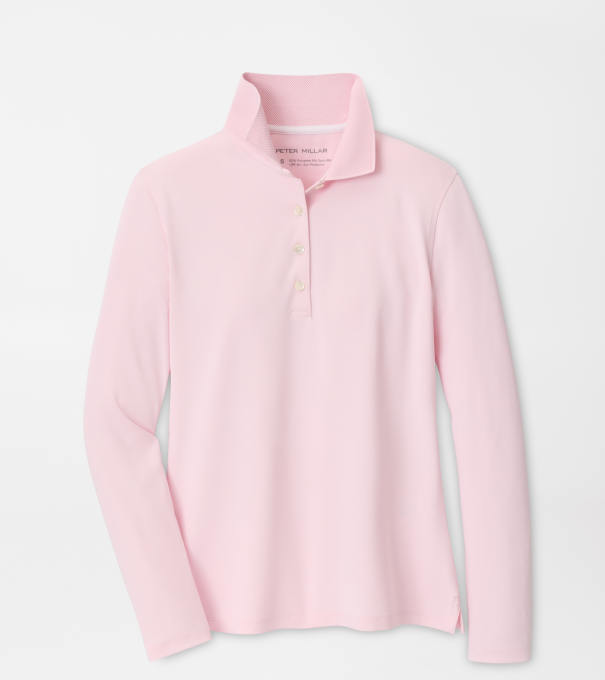 Keswick Long-Sleeve Button Polo in PEARL PINK