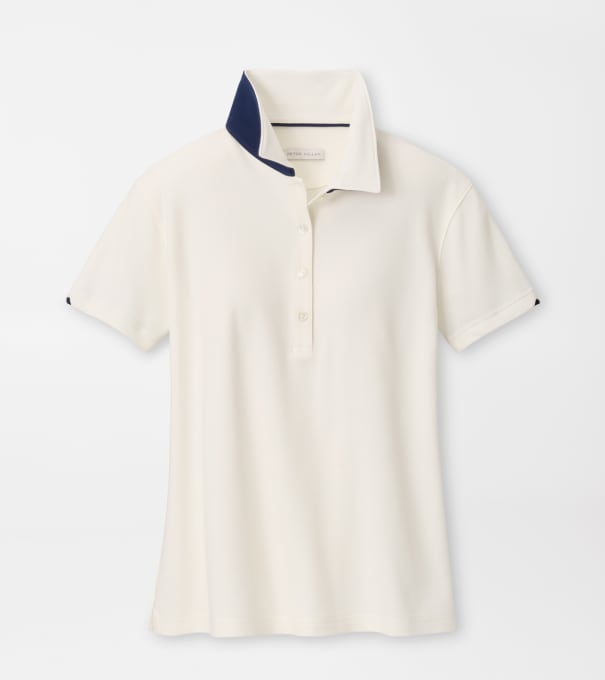 Coolspun Lite Cotton Piqu&eacute; Polo in SOFT WHITE / NAVY