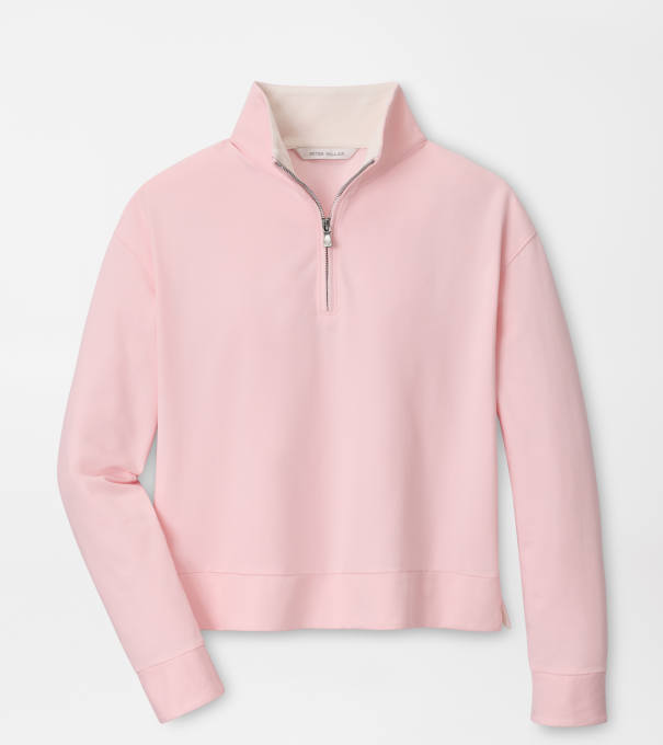Coolspun Lite Cotton Quarter-Zip Pullover in PEARL PINK/SOFT WHITE