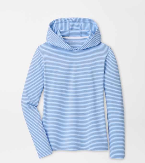 Pine Harbour Stripe Performance Hoodie in Cottage Blue