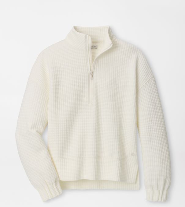 Flora Knit Jacquard Half-Zip Pullover in SOFT WHITE
