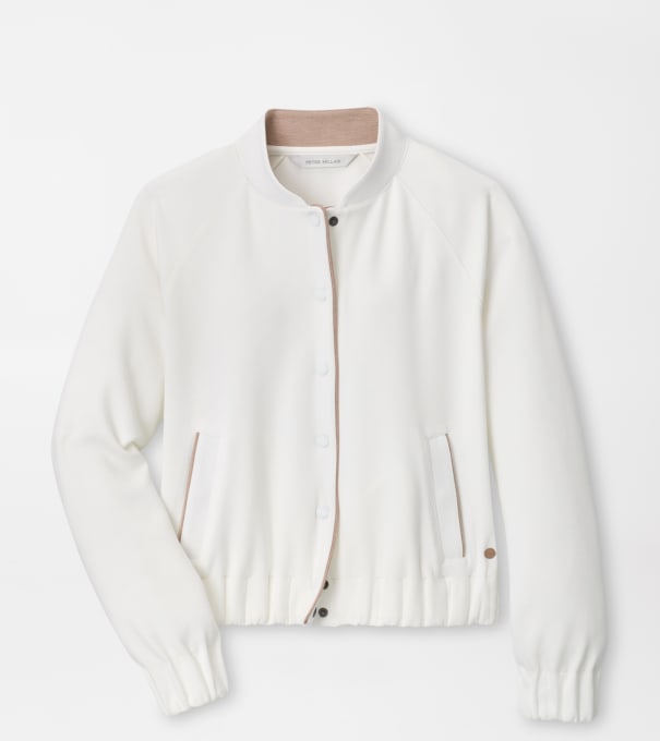 Flora Knit Bomber in SOFT WHITE / CAMEL
