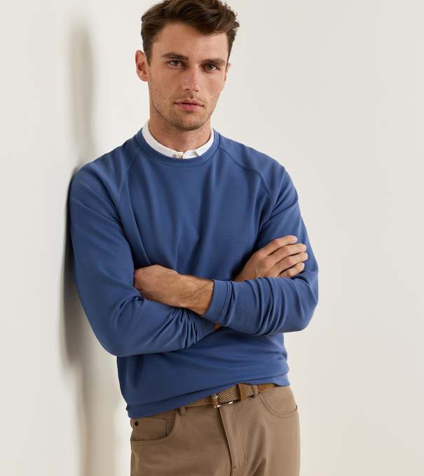 Cradle Piqu&eacute; Performance Crewneck in BALI BLUE