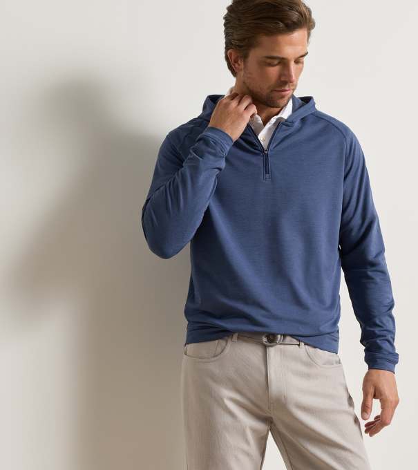Pine Quarter-Zip Performance Hoodie in Navy