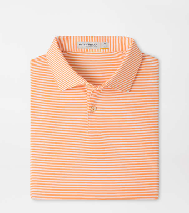 Featherweight Market Stripe Performance Polo in PAPAYA