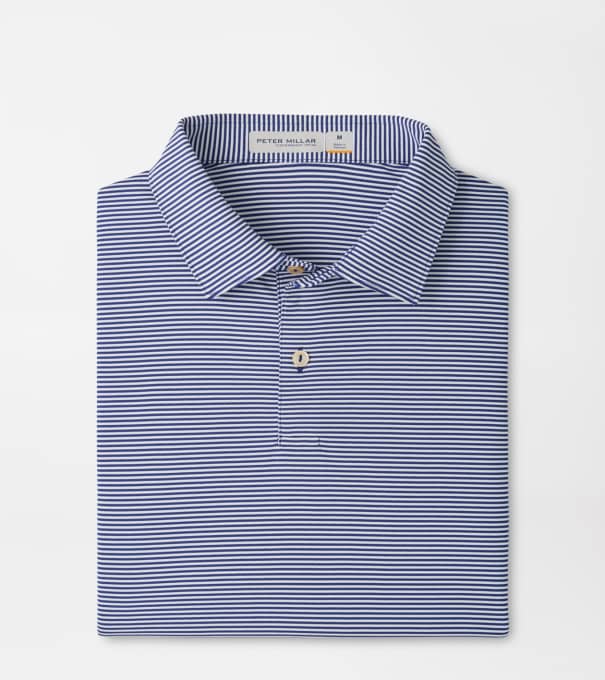 Featherweight Market Stripe Performance Polo in Sport Navy