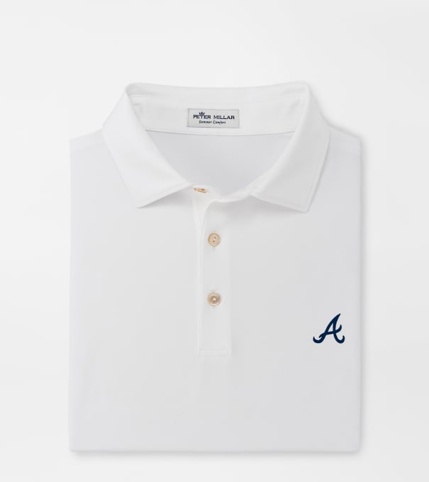 Atlanta Braves Solid Performance Jersey Polo in White