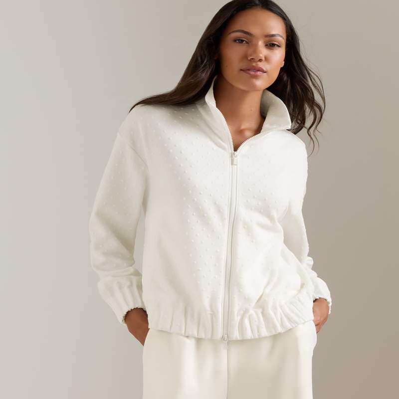 Flora Knit Swiss Dot Jacquard Full-Zip | Women's Tops | Peter Millar